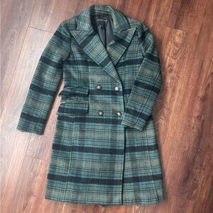 NWOT Bernardo Plaid Double-Breasted Trench Coat